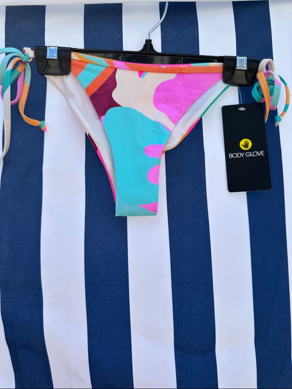 Body Glove Aqua Pink Orange Tie-Side Bikini Bottom